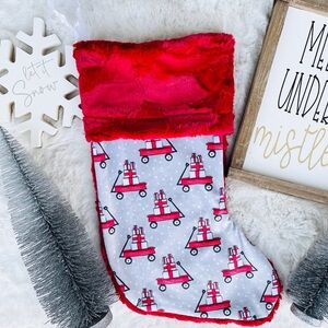 Christmas Wagon Minky Stockings